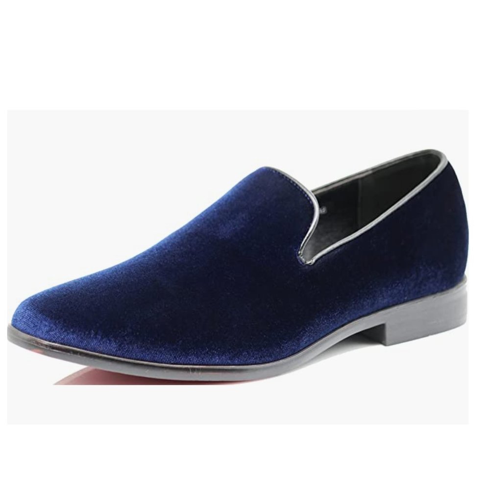 Men's Vintage Plain Velvet Dress Loafers Slip On Shoes Classic Tuxedo sp 03 navy